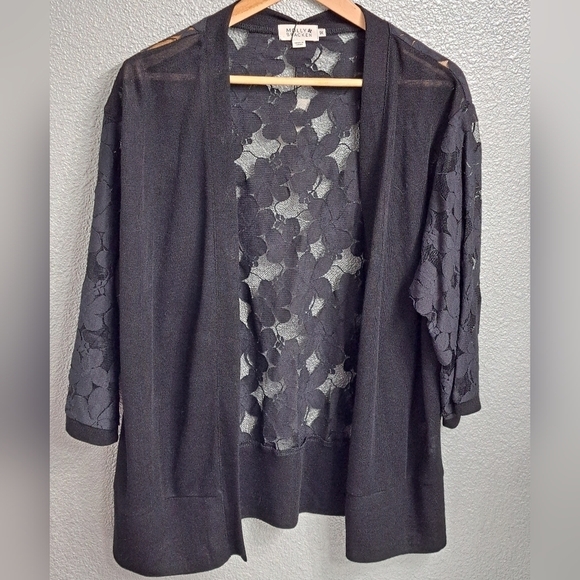NWT Molly Bracken Black Lace Open Front Cardigan   Size 1X - Picture 1 of 10